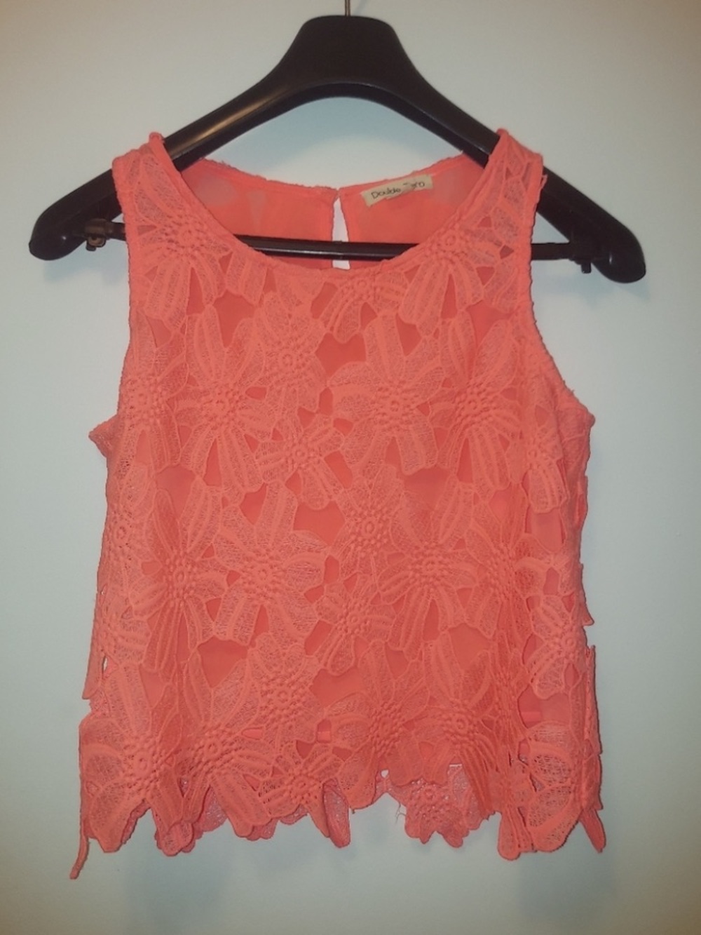 🌷2/18$🌷Double Zero Lace Crochet Sleeveless Tank Top Blouse Shirt size M
